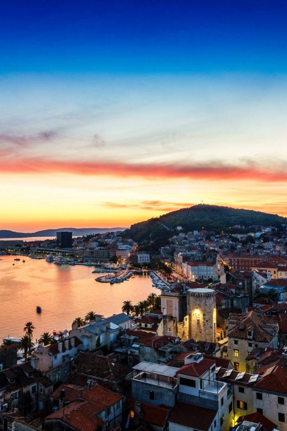 Split,Waterfront,And,Marjan,Hill,Aerial,View,,Dalmatia,,Croatia,In